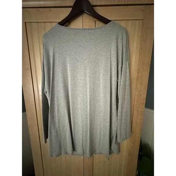 J Jill Luxe Supima Cotton Tunic Gray Ultra Soft Long Sleeve Shirt Women’s Large - Picture 2 of 3